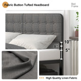 Lutown-Teen Bed Frames with Upholstered Headboard and Metal Footboard, No Box Spring Needed, Heavy Duty Mattress Foundation, Noise Free, Easy Assembly